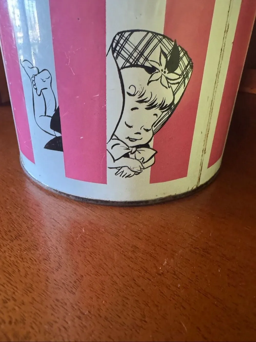 Jolly jug 1950’s canister Ball mason jar retro baby doll girl pink white candy s